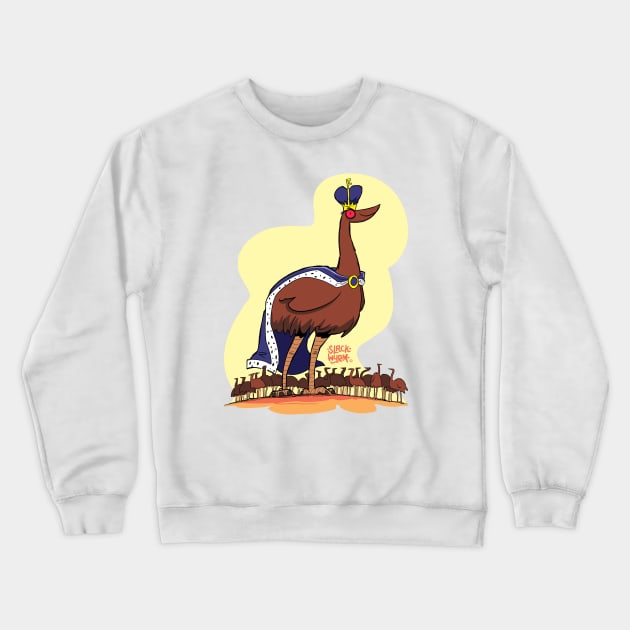 Big Brucey the Emu King Crewneck Sweatshirt by Slack Wyrm